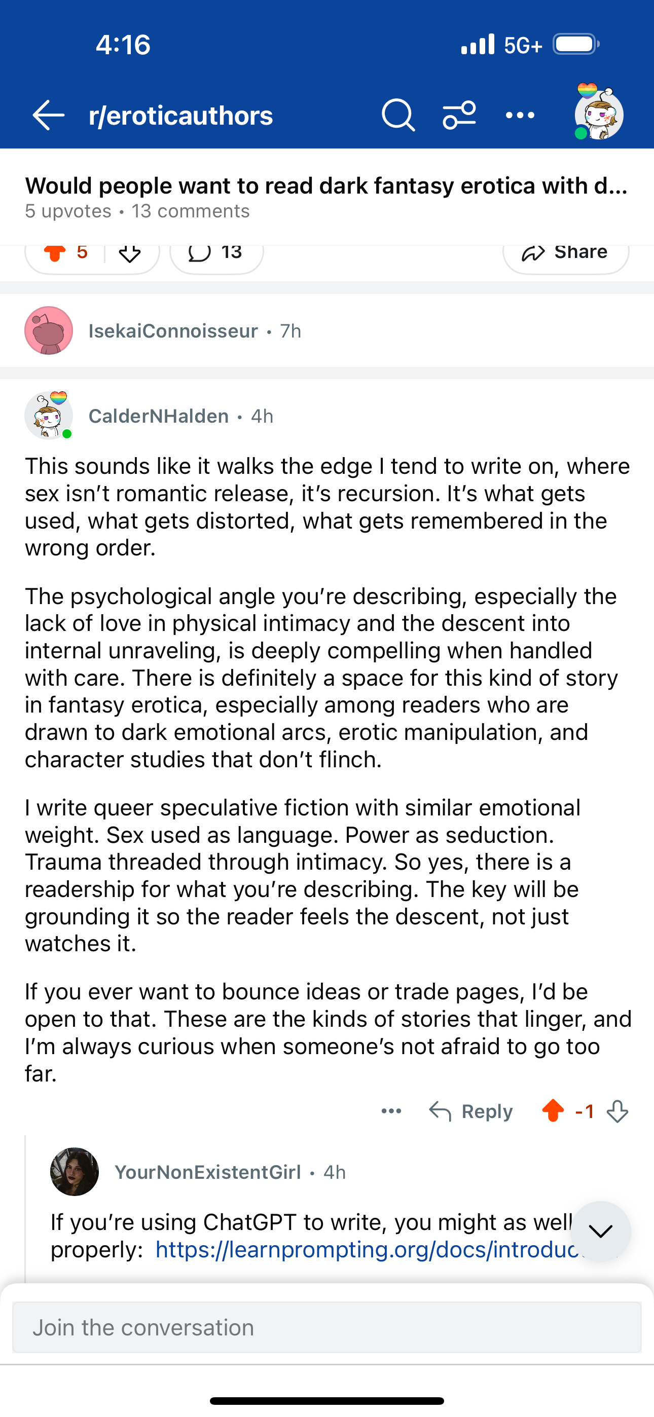 Calder reply screenshot