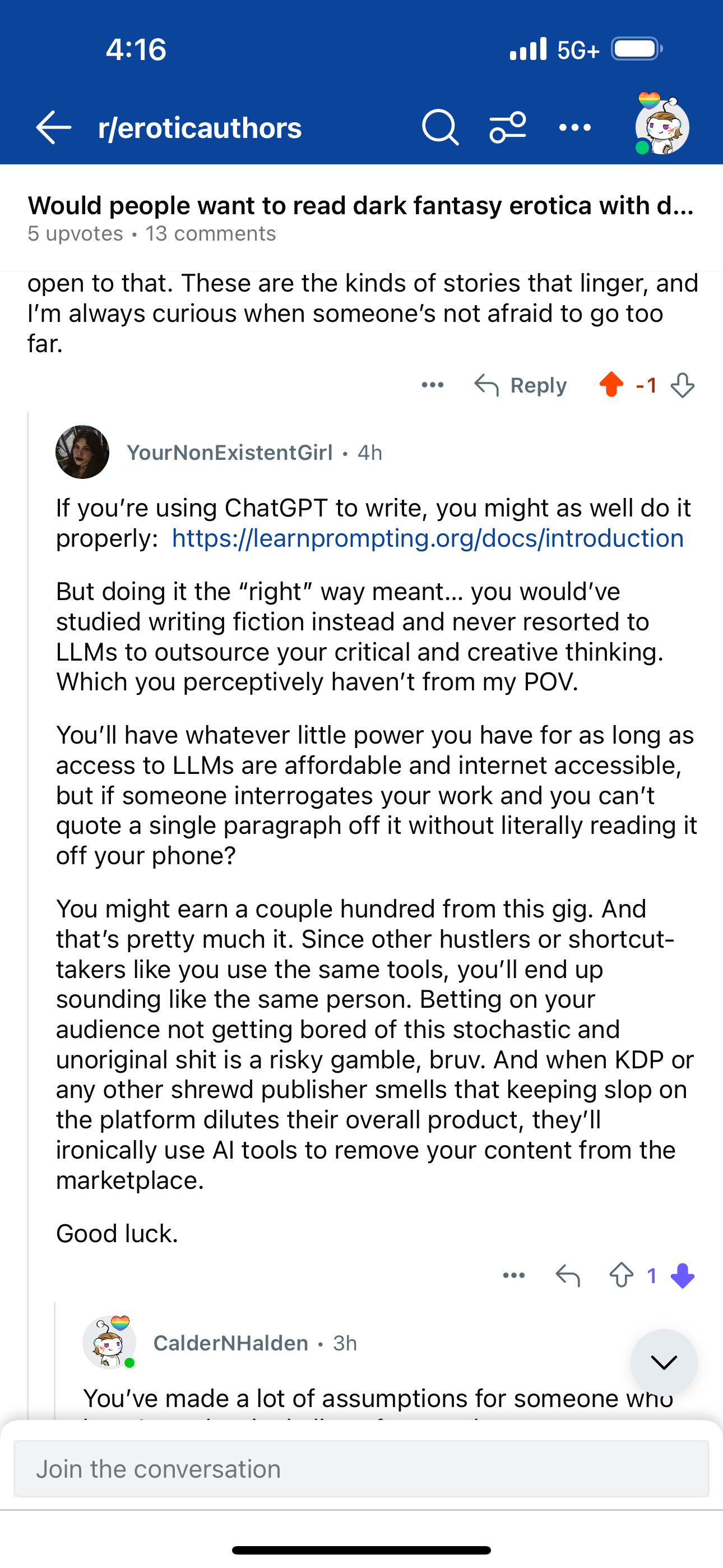Attack comment screenshot